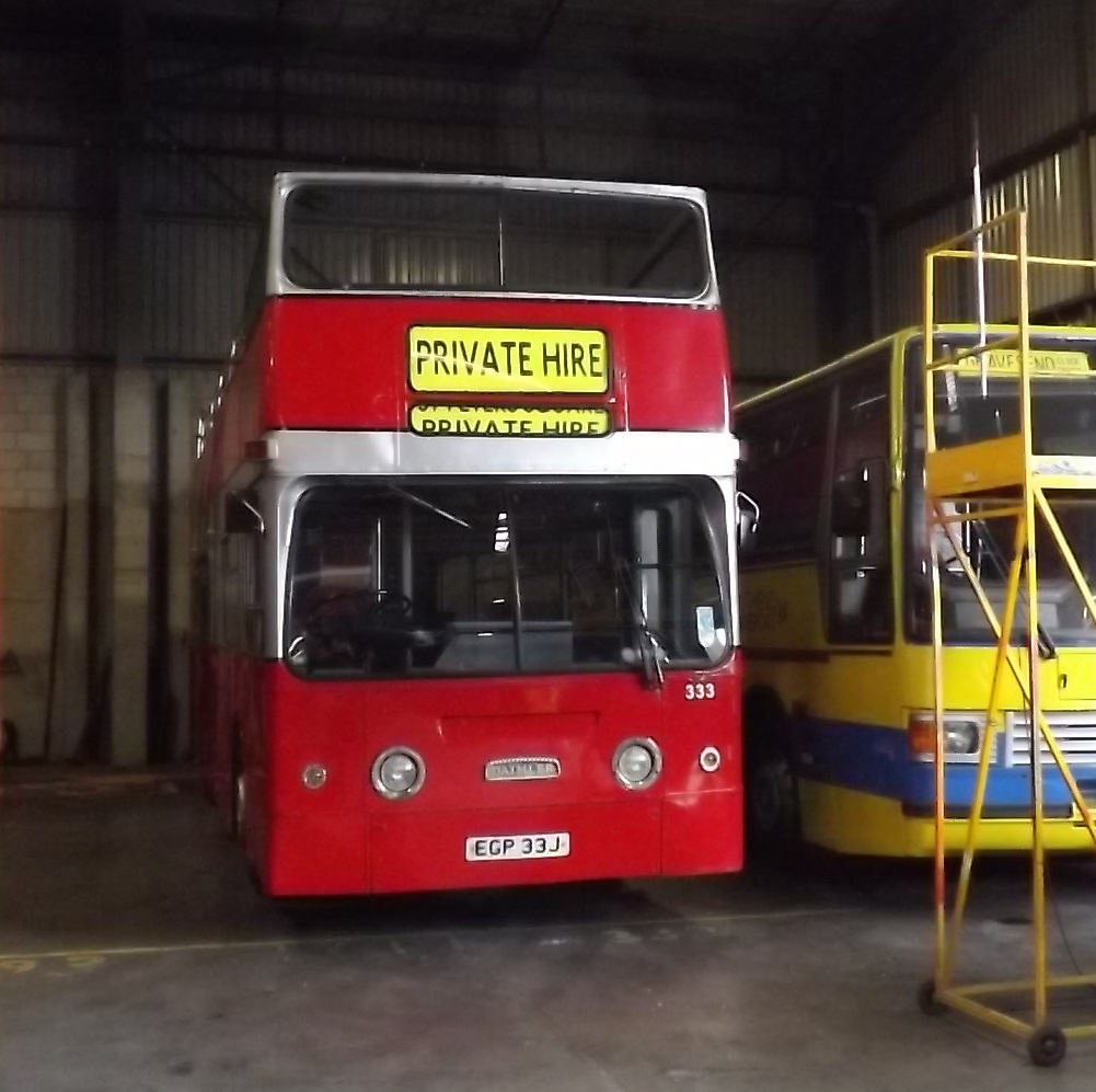 EGP 33J
1971 Daimler Fleetline
Park Royal H44/24D
New to London Transport, fleet number DMS33.  Converted to open top configuration by Ensign in 1985.
Seen here, owned by Ensign and used in their Heritage Fleet, in Purfleet, Essex, UK, on 20th July 2013.