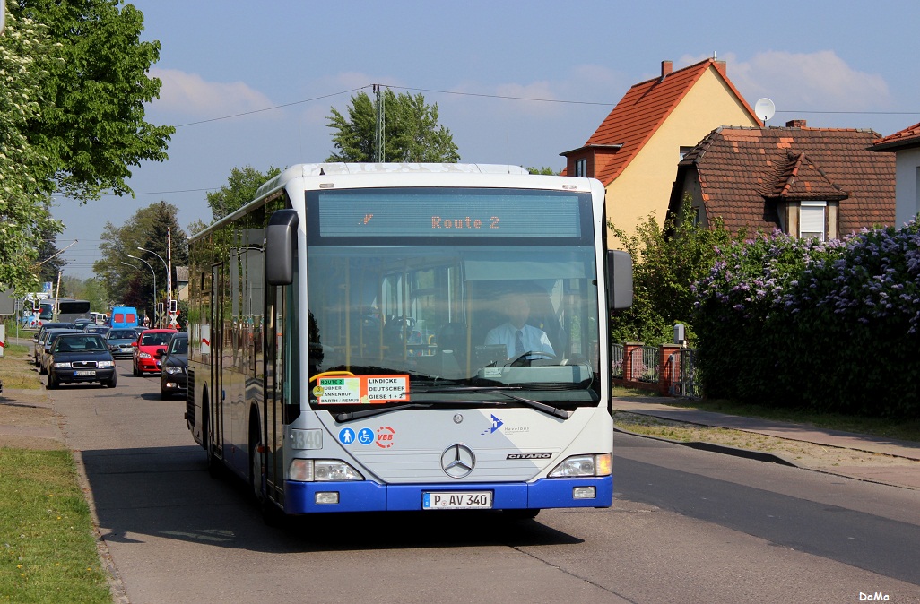 Ein Citaro I von Havelbus. Aufgenommen hinter dem Bahnbübergang in Werder (Havel). 25.04.2014