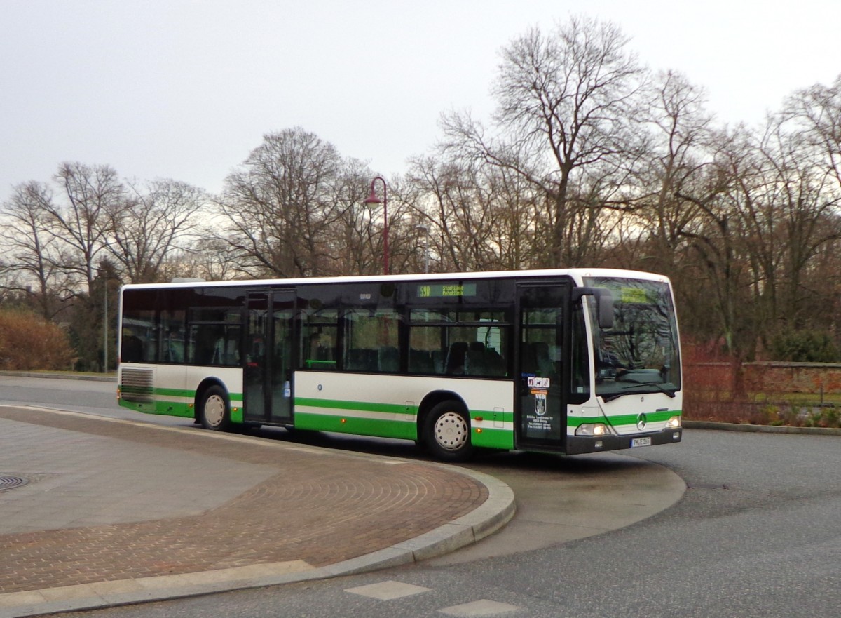 Ein Mercedes-Benz O 530 Ü Bj.2002 - Der PM-E 265 der VGB als 590 Stadtlinie Bad Belzig am 2.1.2014 am Busbahnhof.