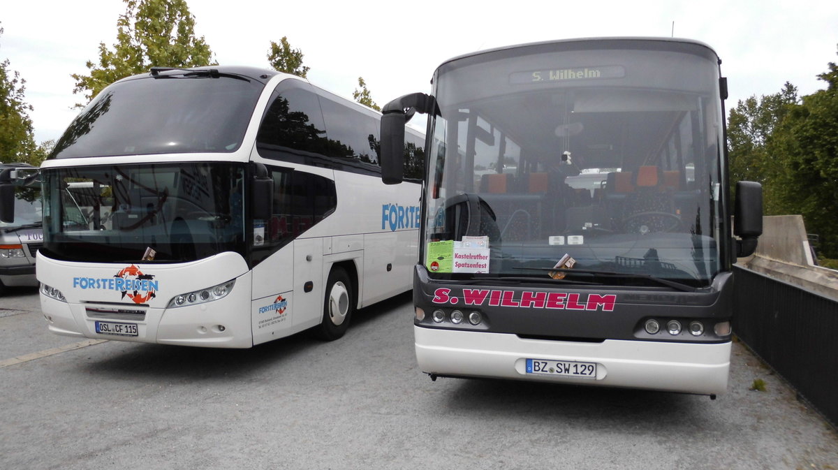 Ein Neoplan N316 Ü und ein Neoplan N1216 HD am 16.05.2014 in Löbau