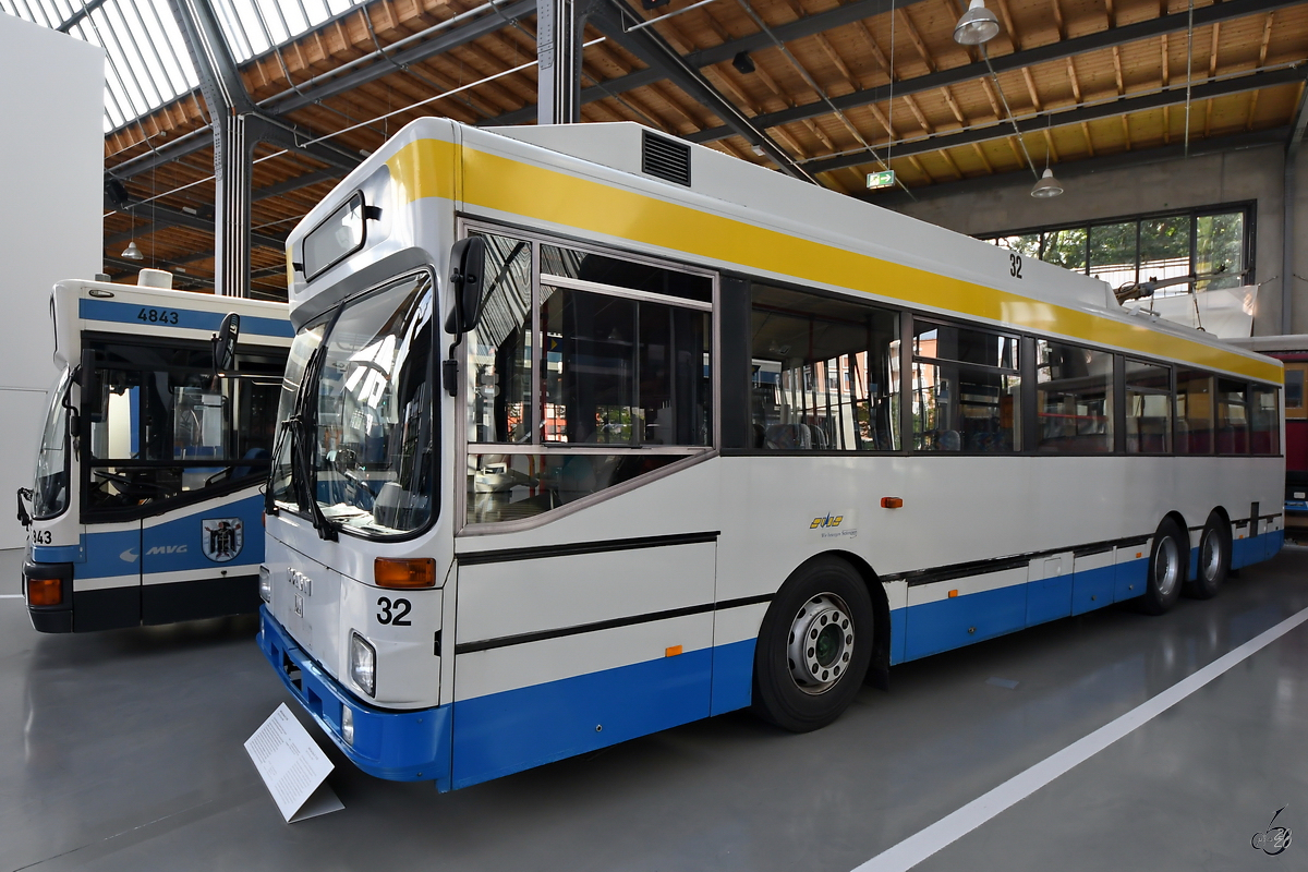 Ein Oberleitungsbus MAN Solo SL 172 HO war im Verkehrszentrum München zu sehen. (August 2020)