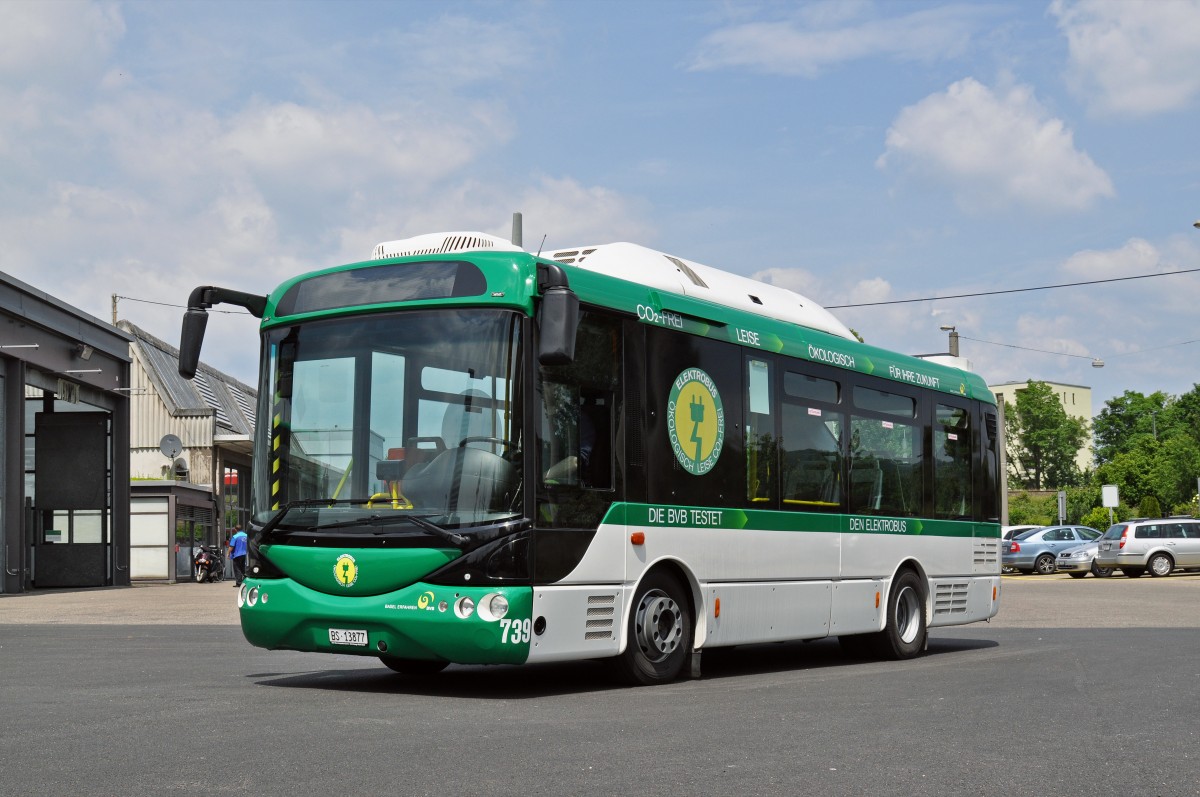 Elektro Test Bus von RAMPINI ist bereit für die Einsätze auf den Linien 35/45. Hier steht der Bus auf dem Hof der Garage Rankstrasse. Die Aufnahme stammt vom 23.05.2015.