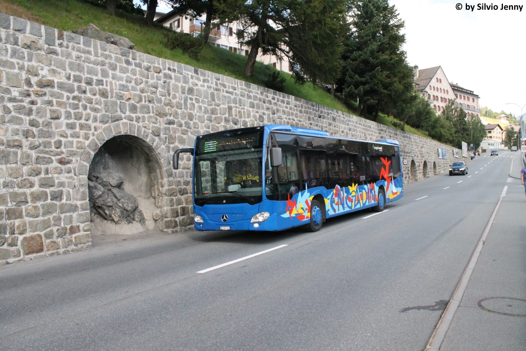 Engadin Bus GR 100 109 (Mercedes Citaro C2 O530) am 13.9.2016 beim Bhf. St.Moritz