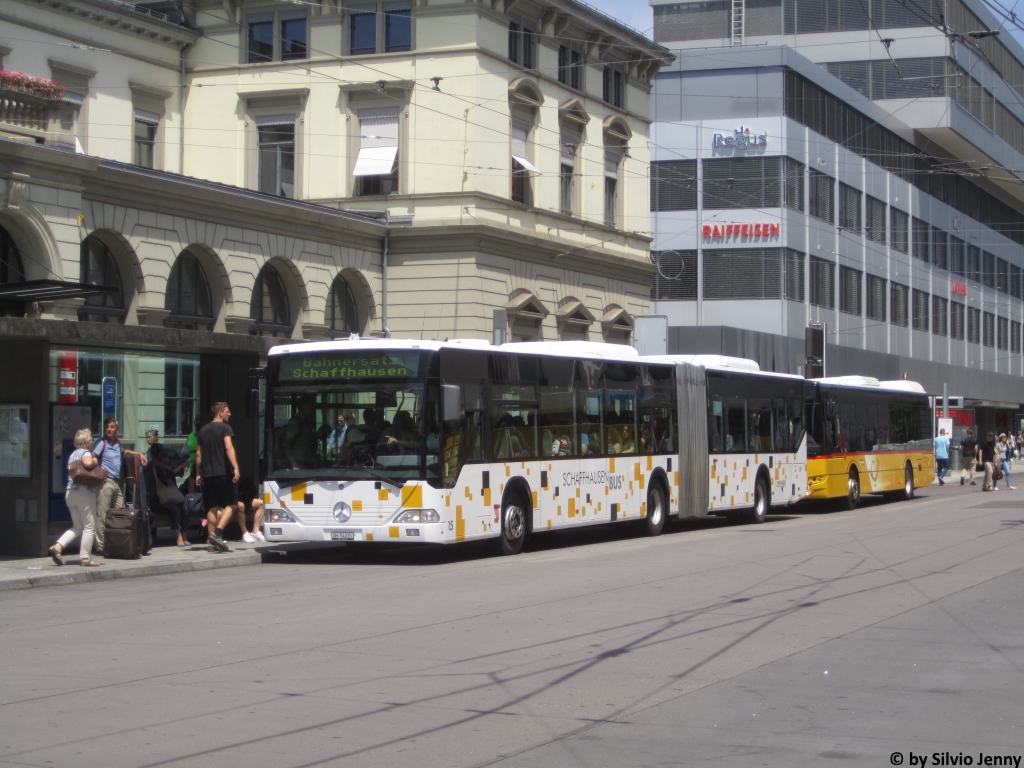 Entgleisung Winterthur Juni 2018: RVSH Nr. 15 (Mercedes Citaro O530GÜ) am 16.6.2018 beim Winterthurer Hauptbahnhof