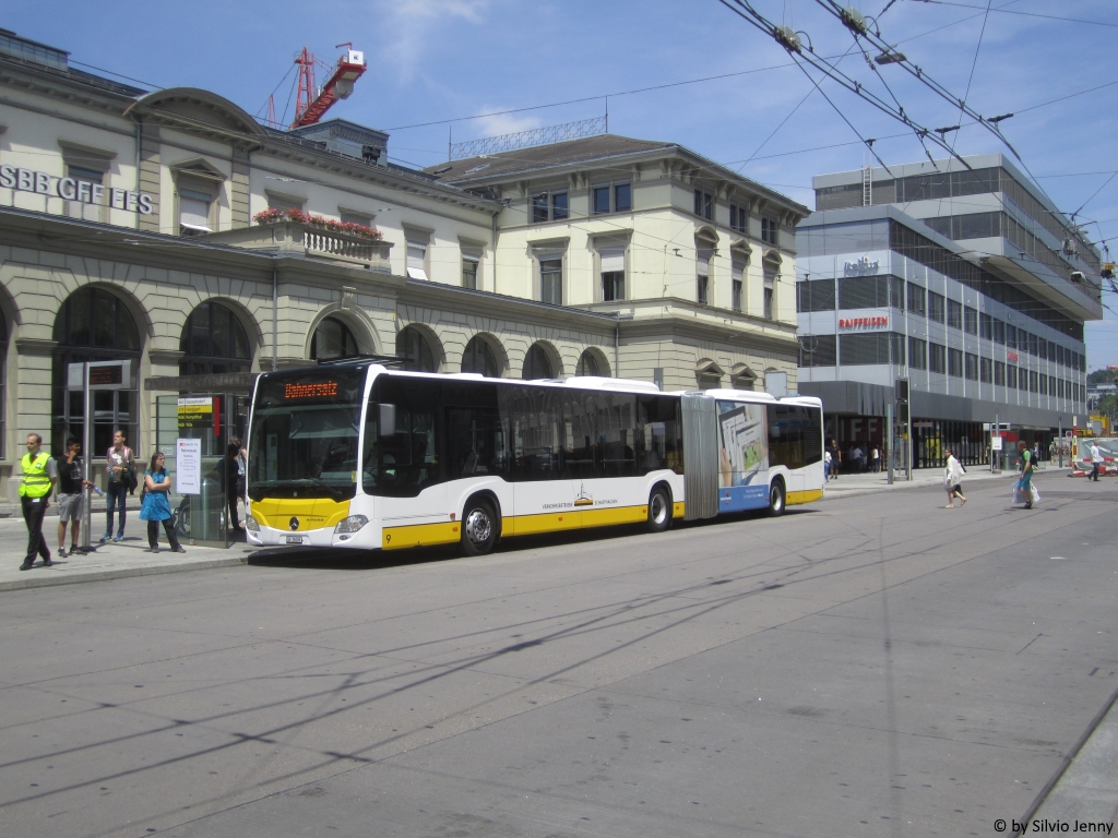 Entgleisung Winterthur Juni 2018: VBSH Nr. 9 (Mercedes Citaro C2 O530G) am 16.6.2018 beim Winterthurer Hauptbahnhof