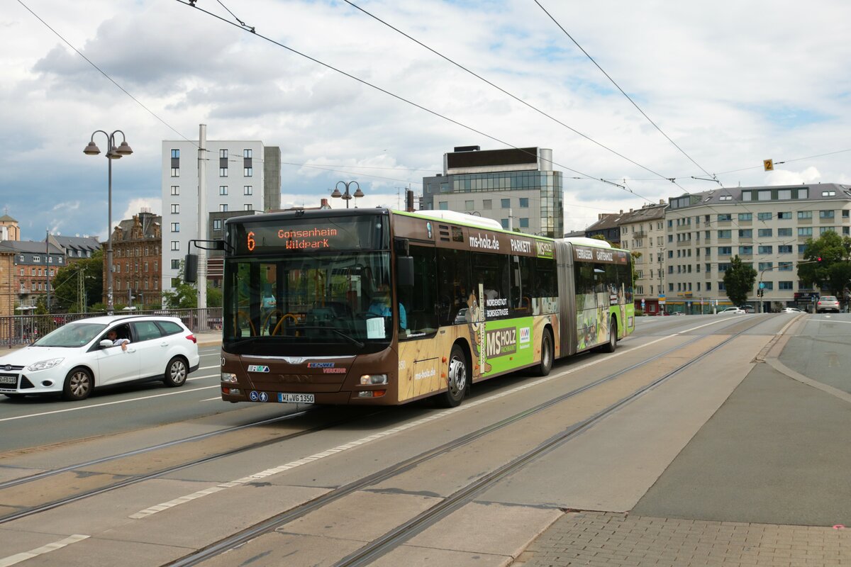 ESWE Verkehr MAN Lions City G am 10.08.21 am Hauptbahnhof in Mainz