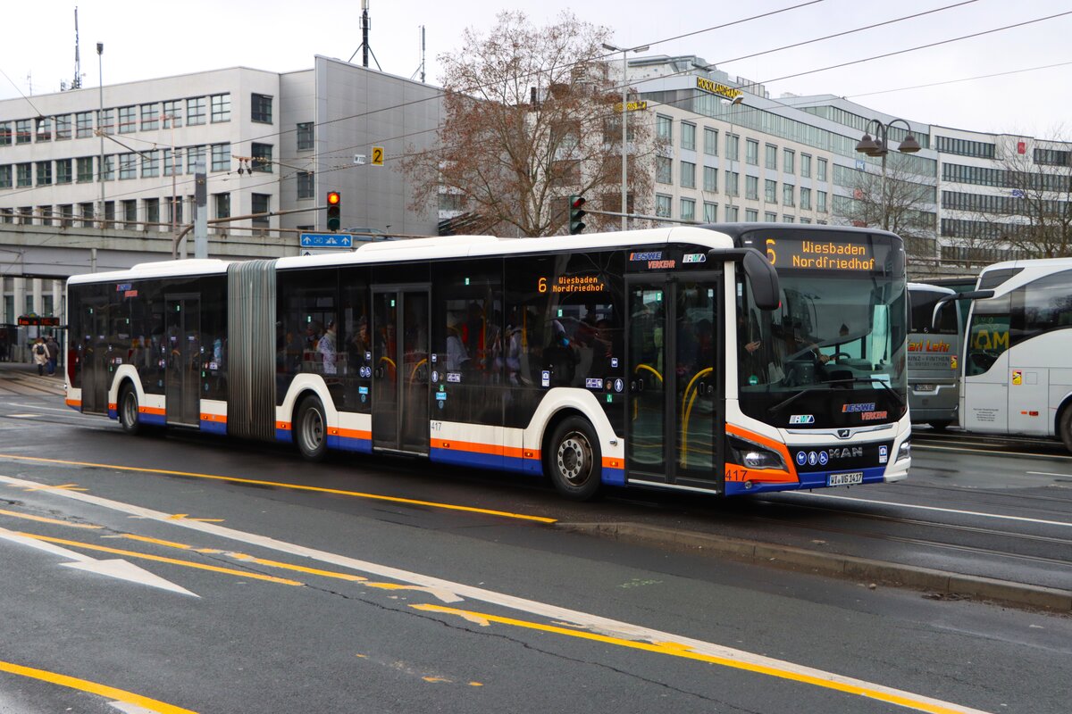ESWE Verkehr MAN Lions City am 16.02.26 in Mainz Hauptbahnhof