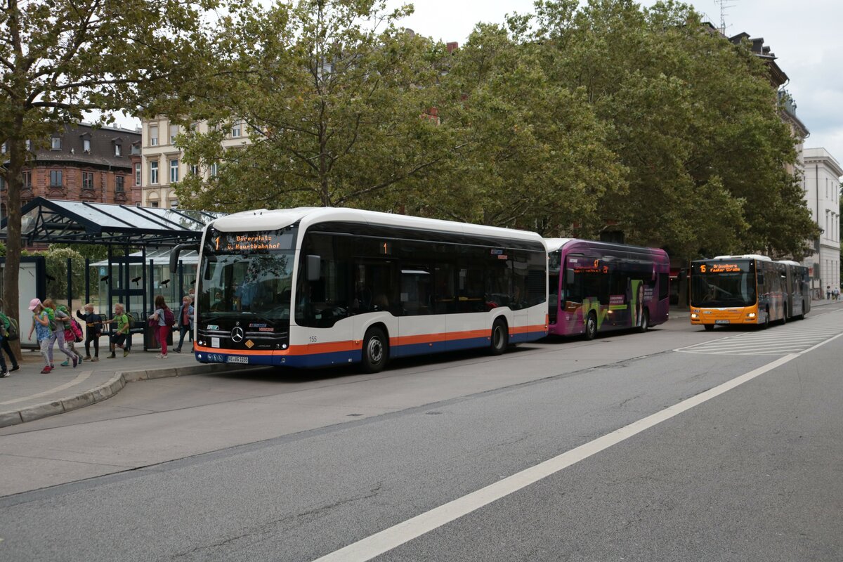 ESWE Verkehr Mercedes Benz eCitaro Wagen 155 am 17.08.21 in Wiesbaden