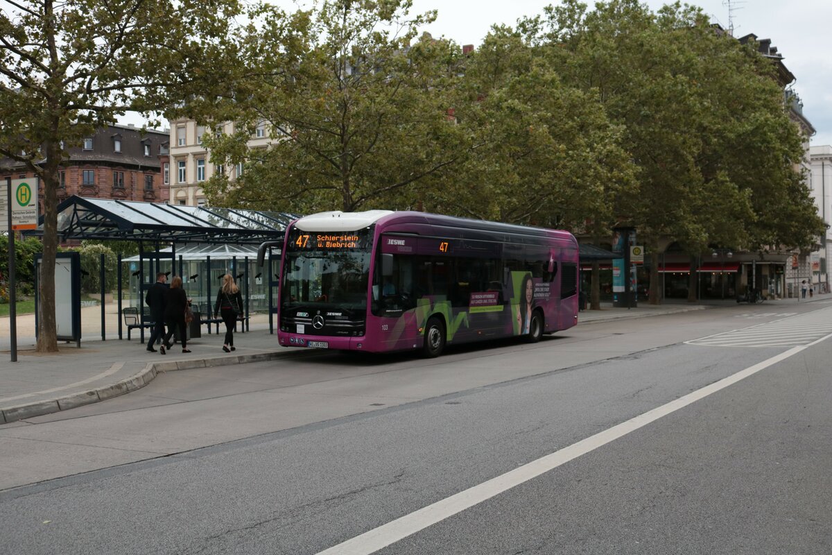 ESWE Verkehr Mercedes Benz eCitaro Wagen 103 am 17.08.21 in Wiesbaden