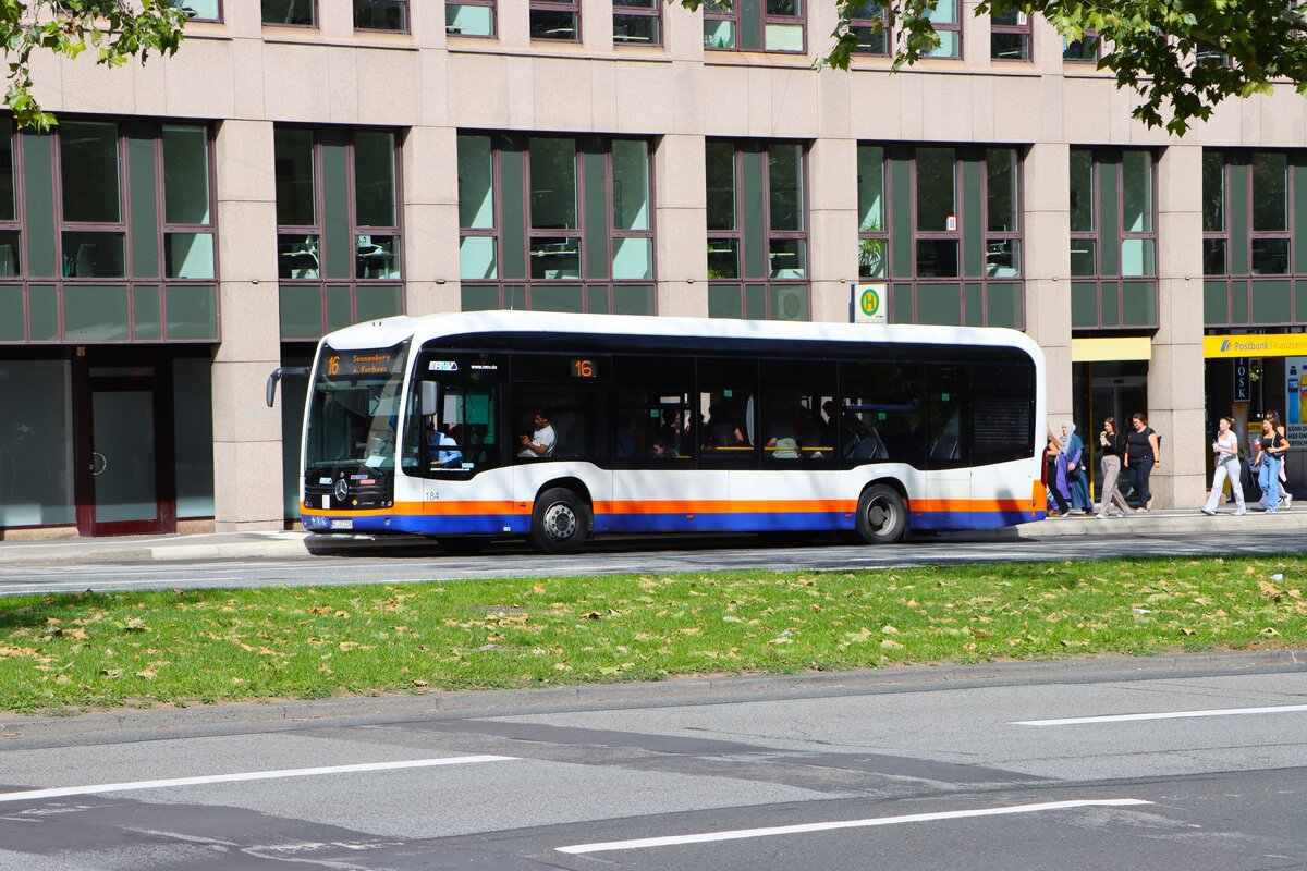 ESWE Verkehr Mercedes Benz eCitaro Wagen 184 am 07.09.25 in Wiesbaden
