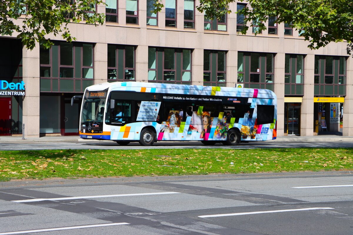 ESWE Verkehr Mercedes Benz eCitaro Wagen 125 am 07.09.25 in Wiesbaden