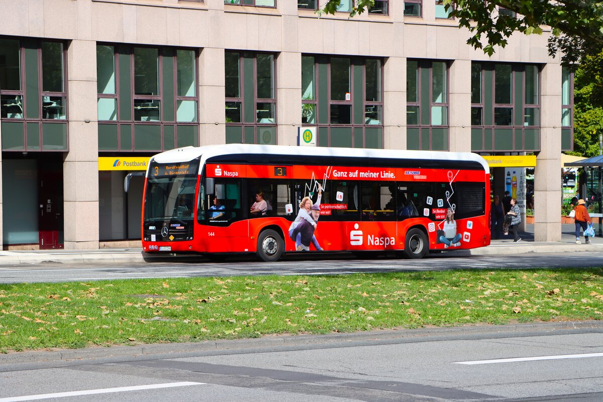 ESWE Verkehr Mercedes Benz eCitaro Wagen 144 am 07.09.25 in Wiesbaden