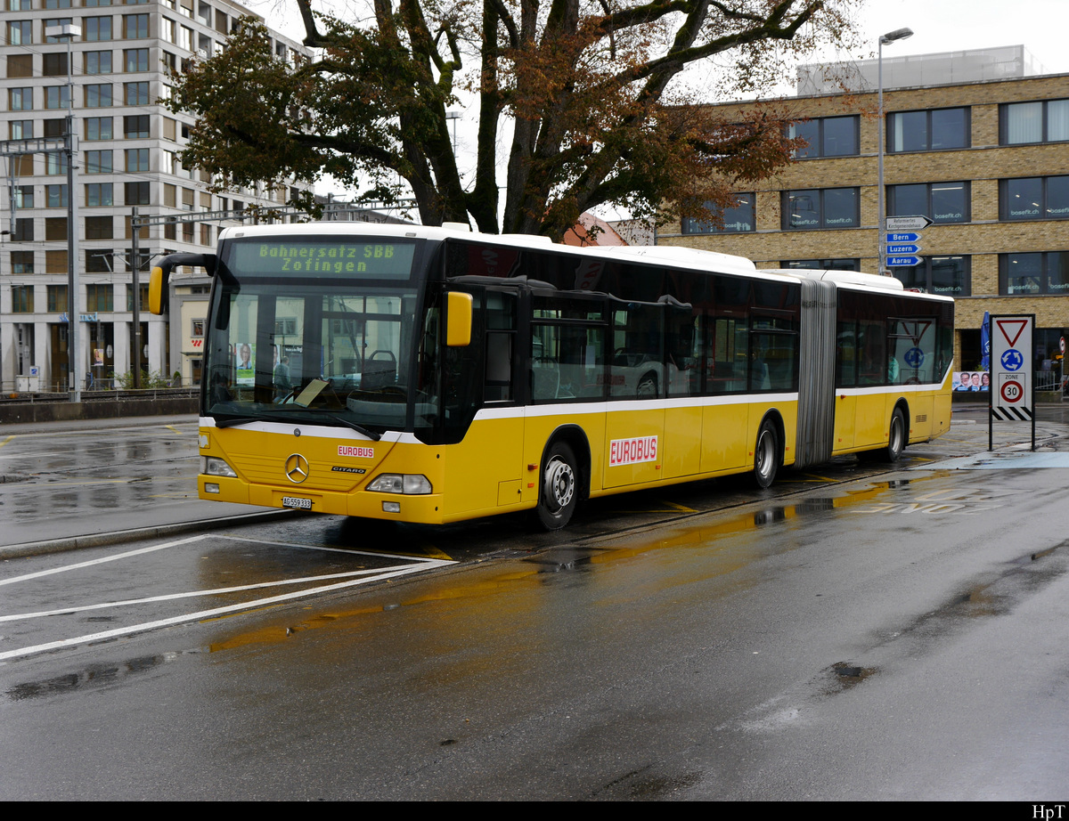 Eurobus - Mercedes Citaro  AG  559333 in Lenzburg als Bahnersatz für die SBB Linie Lenzburg - Zofingen am 07.10.2020
