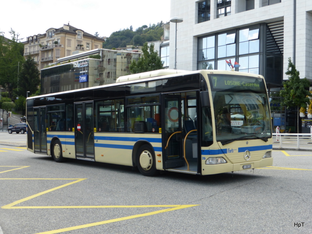 FART - Mercedes Citaro Nr.26  TI  185726 bei den Haltestellen beim Bahnhof Locarno am 23.08.2014