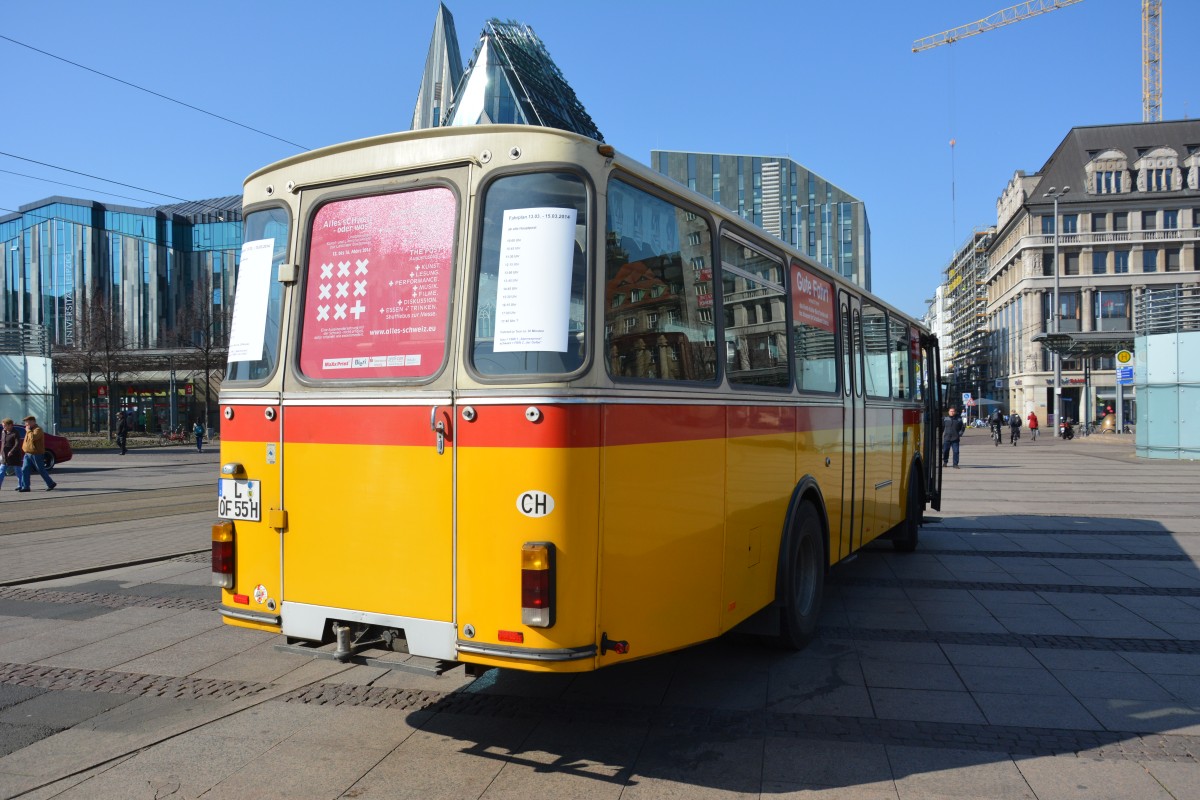 FBW 50 U - EU3A (L-OF 55 H) aus dem Jahr 1975 steht in originaler Lackierung in der Innenstadt von Leipzig. Aufgenommen am 13.03.2014.