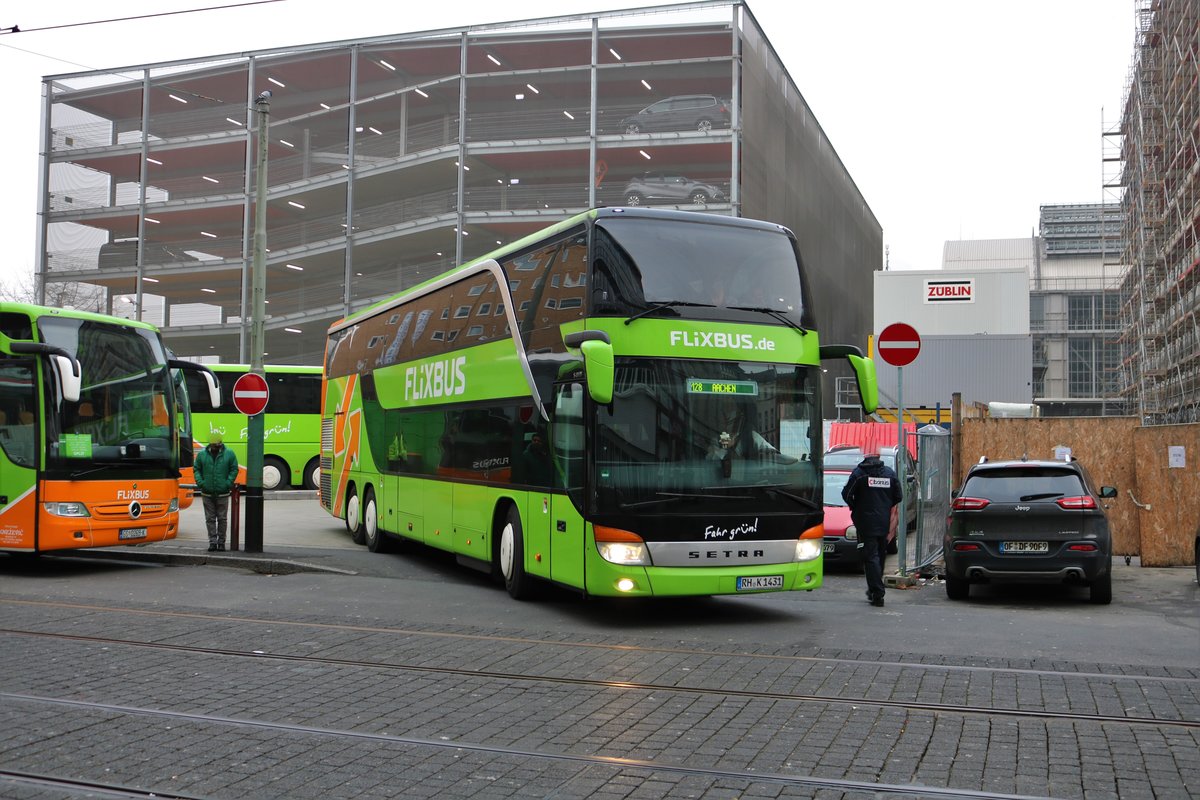 Flixbus Setra 4000er Doppeldecker am 27.01.18 in Frankfurt am Main Busbahnhof (Südseite Hbf)