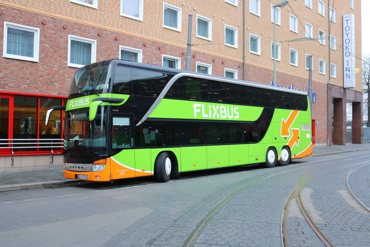 Flixbus Setra 4000er Doppeldecker am 27.01.18 in Frankfurt am Main Busbahnhof (Südseite Hbf)