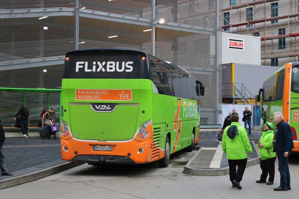 Flixbus VDL Futura am 27.01.18 in Frankfurt am Main Busbahnhof (Südseite Hbf)