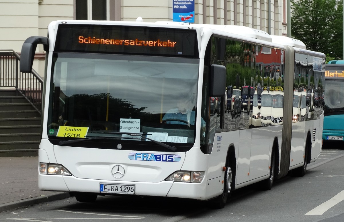 FRABus Mercedes Benz Citaro C1 Facelift G am 24.05.14 als SEV (Schienenersatzverkehr)
auf der Linie 14 in Frankfurt am Main Süd Bhf 