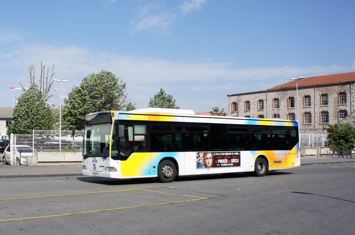 Frankreich / Stadtbus Marseille: Mercedes-Benz Citaro (Wagen 341) von RTM (Régie des Transports Metropolitains) Marseille, aufgenommen im April 2017 an der Metrostation  Bougainville  in Marseille.