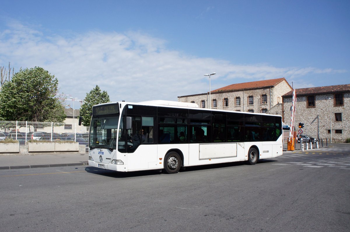 Frankreich / Stadtbus Marseille: Mercedes-Benz Citaro (Wagen 366) von RTM (Régie des Transports Metropolitains) Marseille, aufgenommen im April 2017 an der Metrostation  Bougainville  in Marseille.