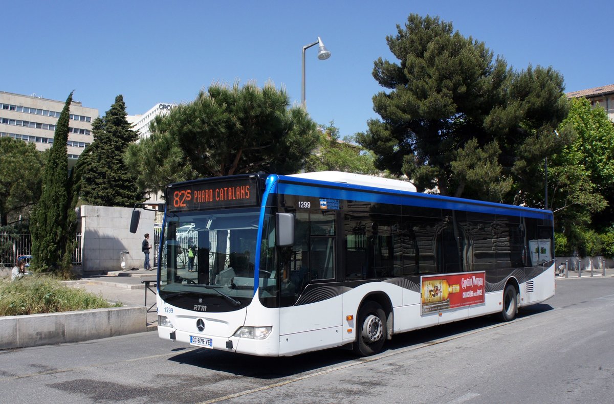 Frankreich / Stadtbus Marseille: Mercedes-Benz Citaro Facelift (Wagen 1299) von RTM (Régie des Transports Metropolitains) Marseille, aufgenommen im April 2017 am Bahnhof Marseille Saint-Charles in Marseille.
