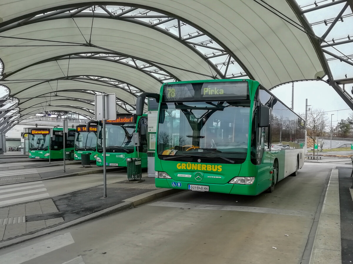 Graz. Den einzigen O 530 Facelift, den es bei Grünerbus gab konnte ich am 18.03.2019 in Graz Puntigam fotografieren.
