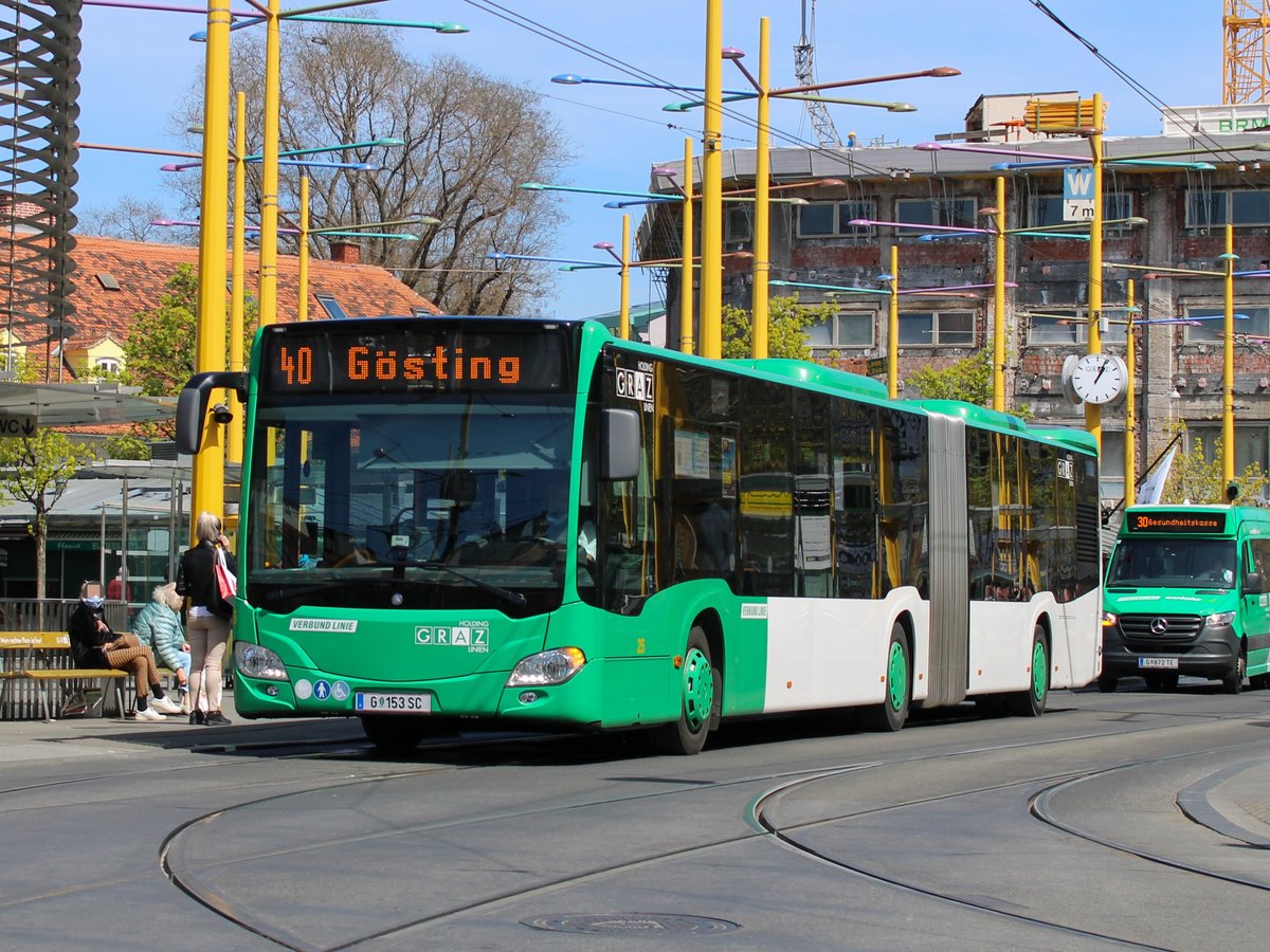 Graz. Durch die Gleisbauarbeiten ab heute, 15.04.2020, wird die Linie 5 mit Ersatzverkehr geführt. Dieser Haltet am Steig der Linie 40, weswegen die Buslinie nach Gösting am Jakominiplatz vor dem Rondeu hält. 