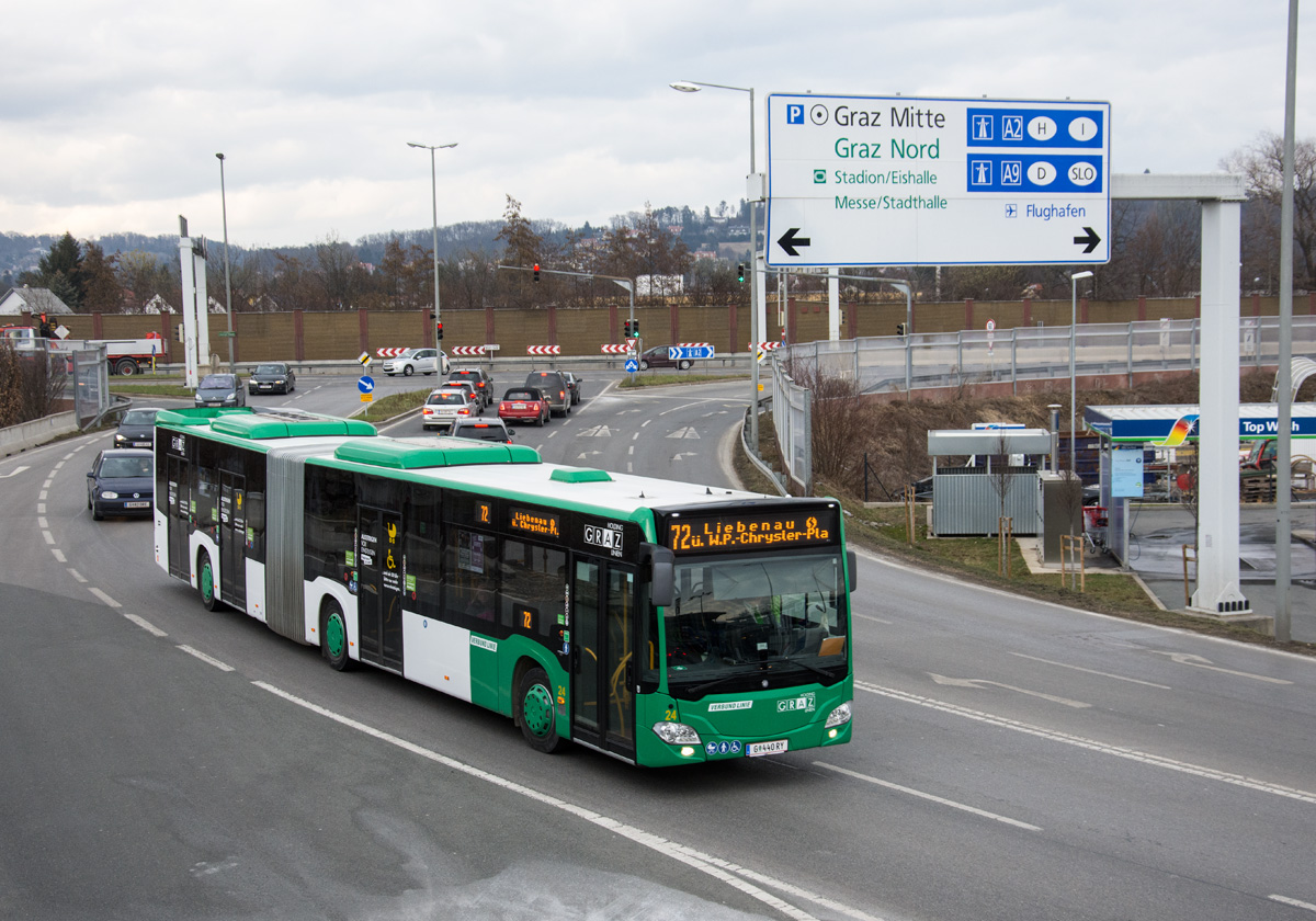 Graz 

Graz Linien Citaro 2 G Euro 6 Wagen 24 als Linie 72, Liebenau Murpakr, 23.03.21018. 