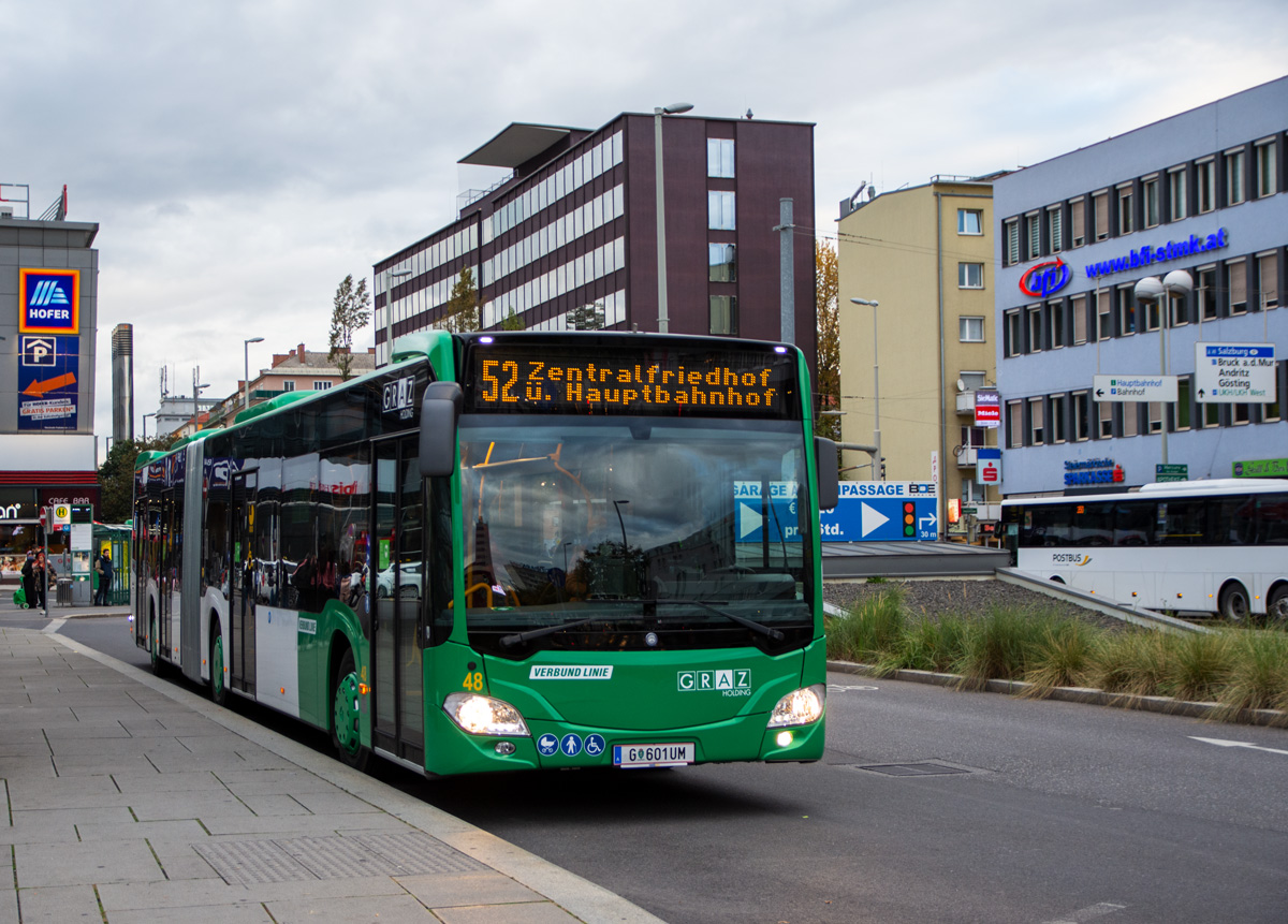 Graz 

Graz Linien Citaro 2 G Euro 6 Wagen 48 als Linie 52, Hauptbahnhof, 17.10.2020. 