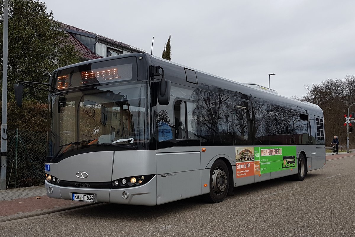 Hagro Tranbus Karlsruhe ~ Solaris Urbino 12 ~ März 2019 Forchheim Messe/Leichtsandstraße ~ SEV Rheinstetten