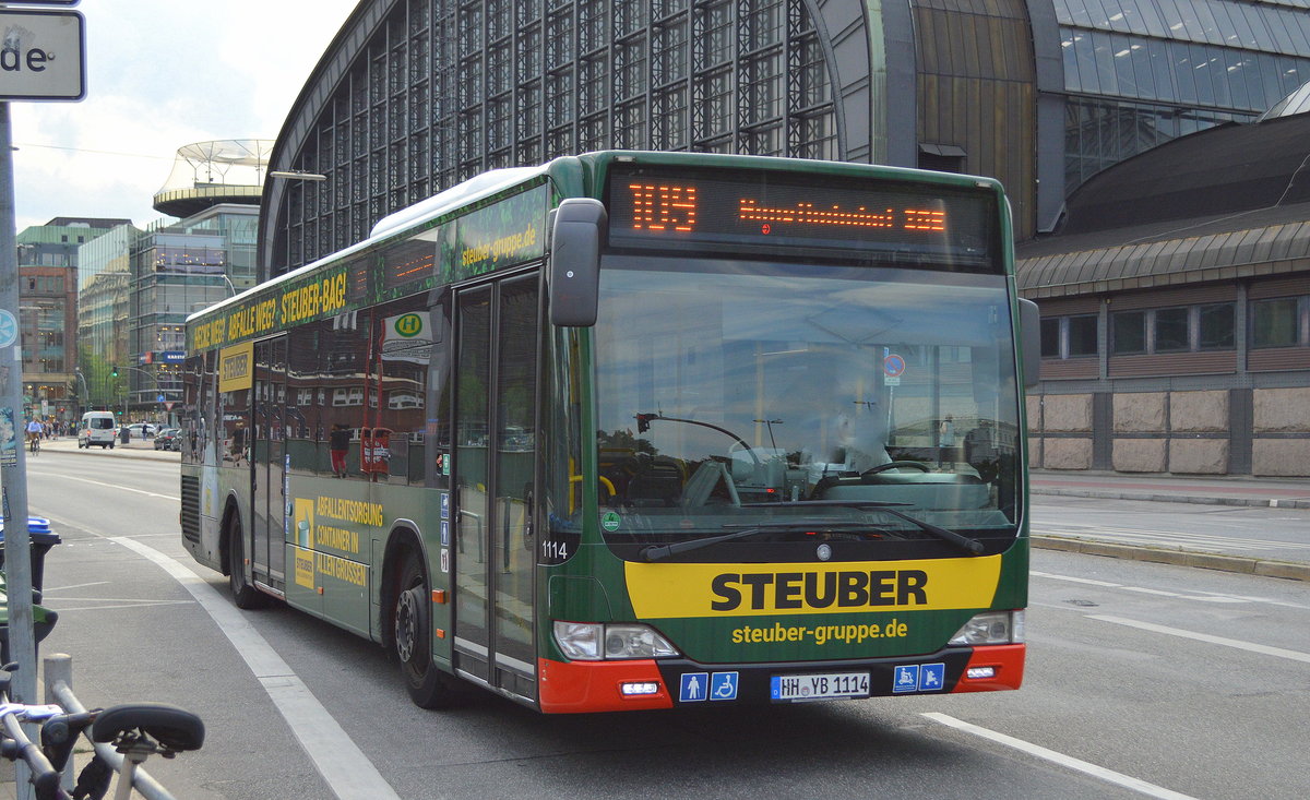 Hamburger Hochbahn AG (HHA) mit MB O 530 „Facelift“ Wagen 1114 (Bj. 2011) Linie 109 am 18.06.19 Hamburg Hbf.