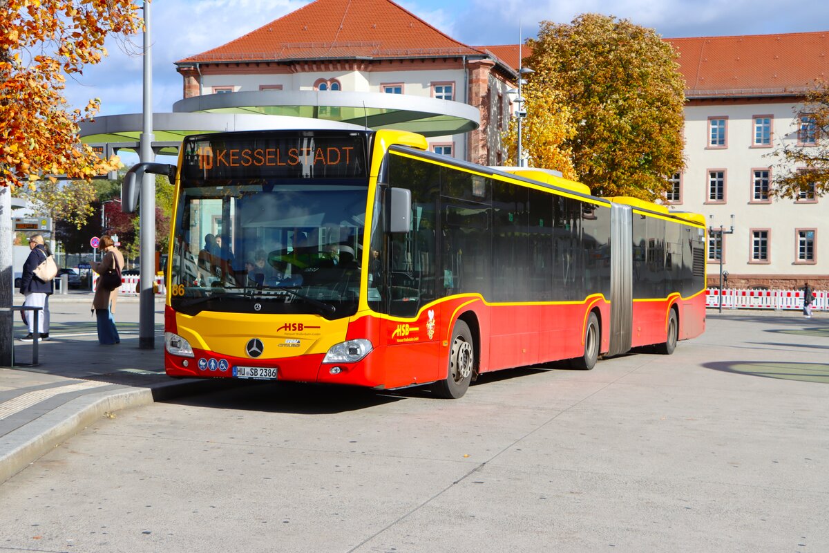 Hanauer Stra�enbahn Mercedes Benz Citaro 2 G Wagen 86 am 24.10.26 in Hanau Freiheitsplatz 