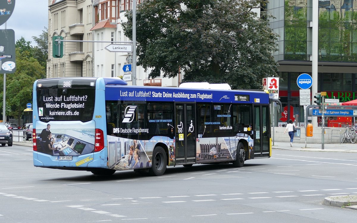 Hartmann Busbetrieb GmbH 'Der Südender', BVG Sub. auf der Linie 386, mit dem MB Citaro C2 (EN17) _'8609' (DFS). Berlin-Steglitz im Juli 2020.