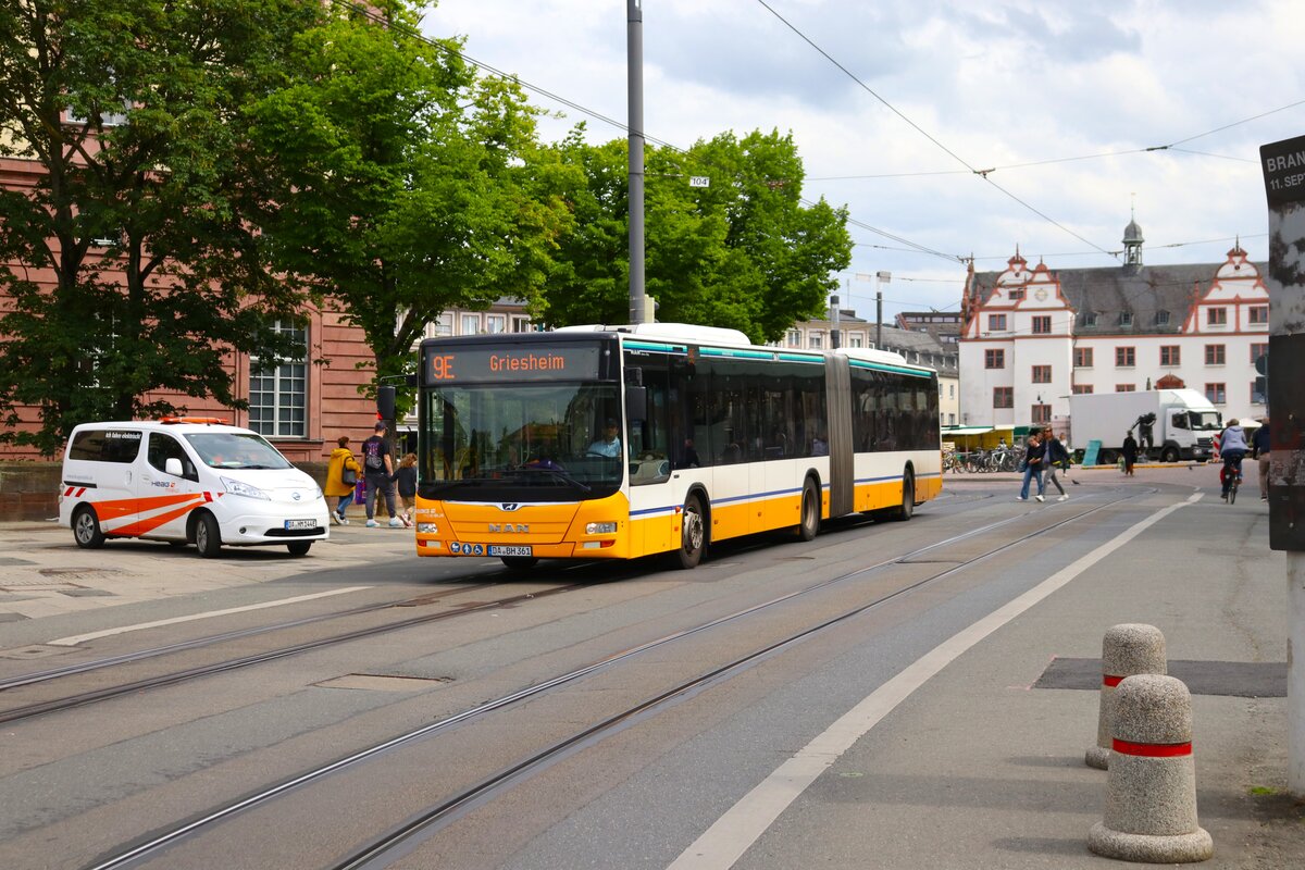 HEAG mobilo MAN Lions City G Wagen 361 am 04.05.24 in Darmstadt Innenstadt