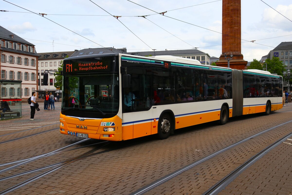 HEAG mobilo MAN Lions City G Wagen 358 am 04.05.24 in Darmstadt Innenstadt