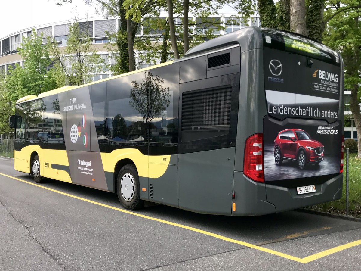 Heck des am 26.4.18 hinter dem Bhf Thun parkierten STI C2 Nr 176