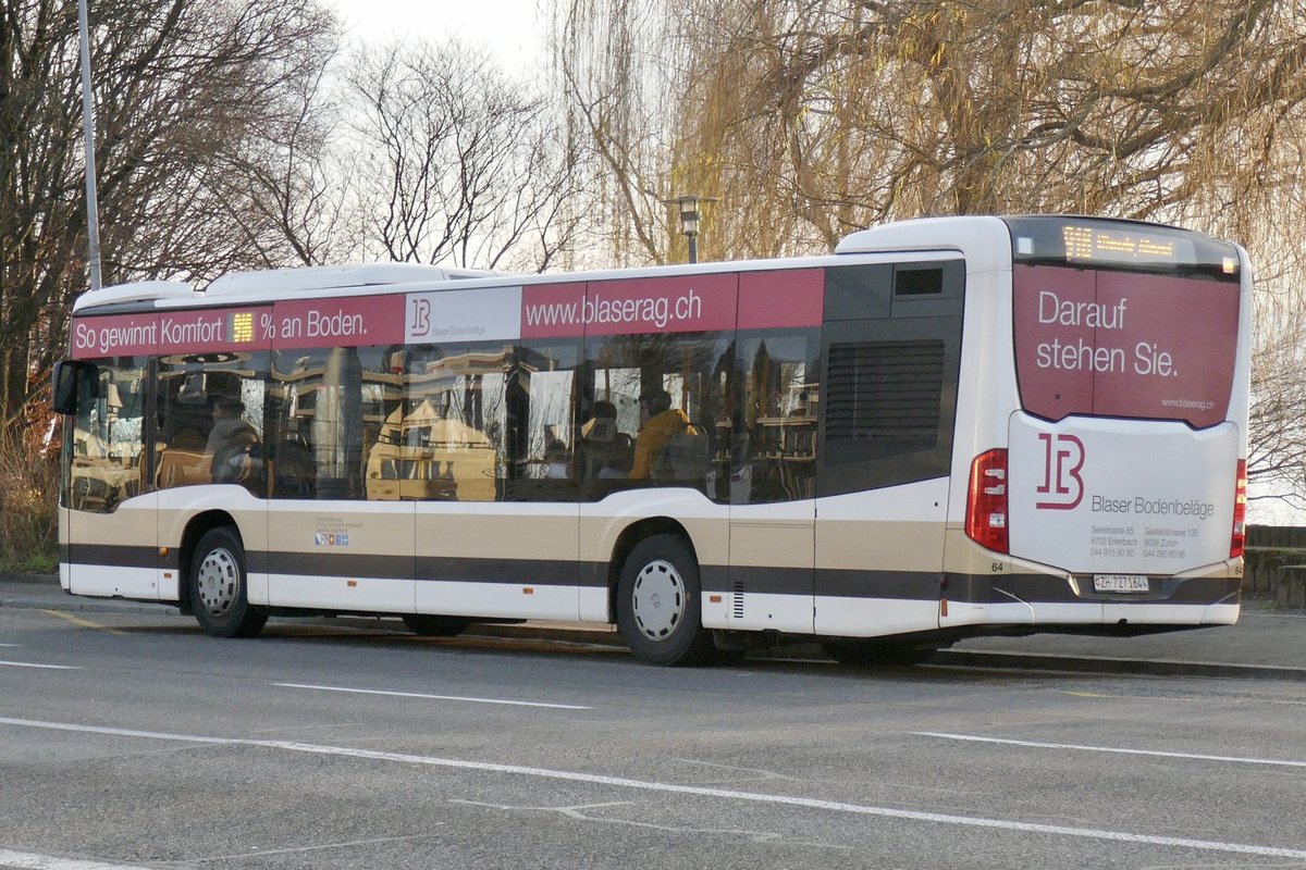 Heck des MB C2 Nr. 64 des AZZK am 30.12.19 beim Bahnhof Tiefenbrunnen.