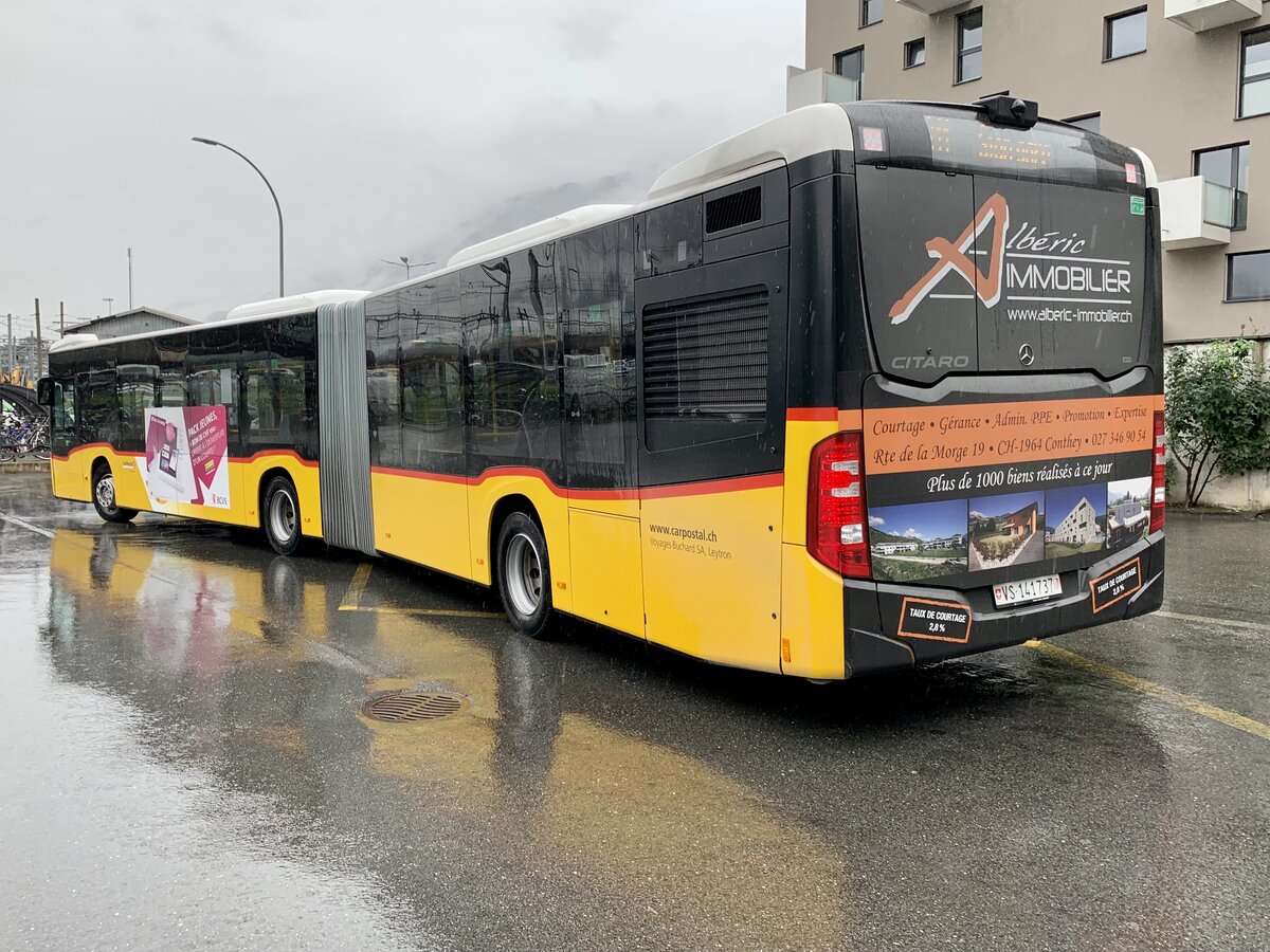 Heckansicht des MB C2 G '11586' vom PU Buchard Voyages, Leytron am 20.9.21 beim Bahnhof Martigny.