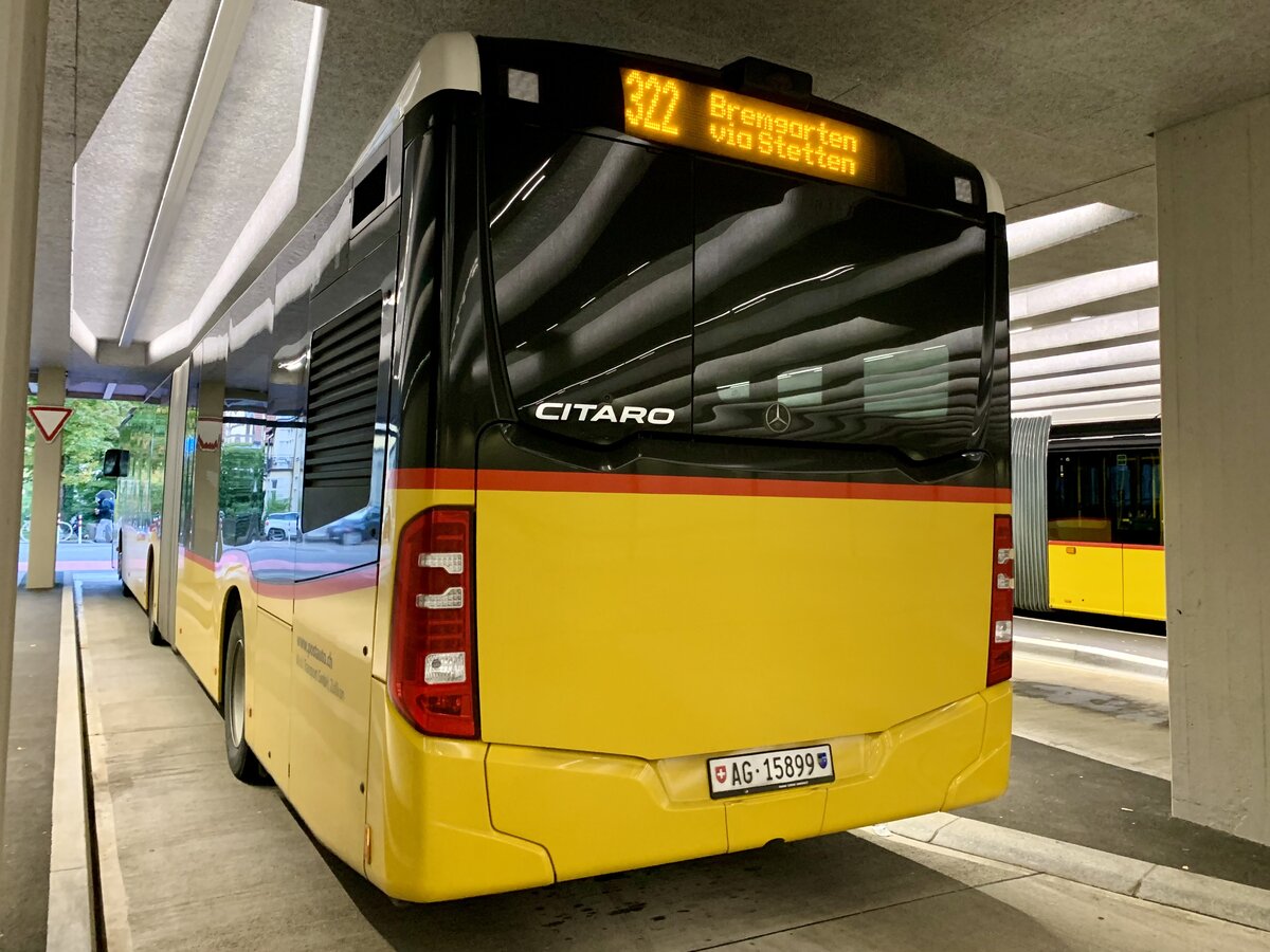 Heckansicht des MB C2 G '11547' des PU Wicki Transport, Zufikon am 14.10.21 in der Postautostation in Baden.