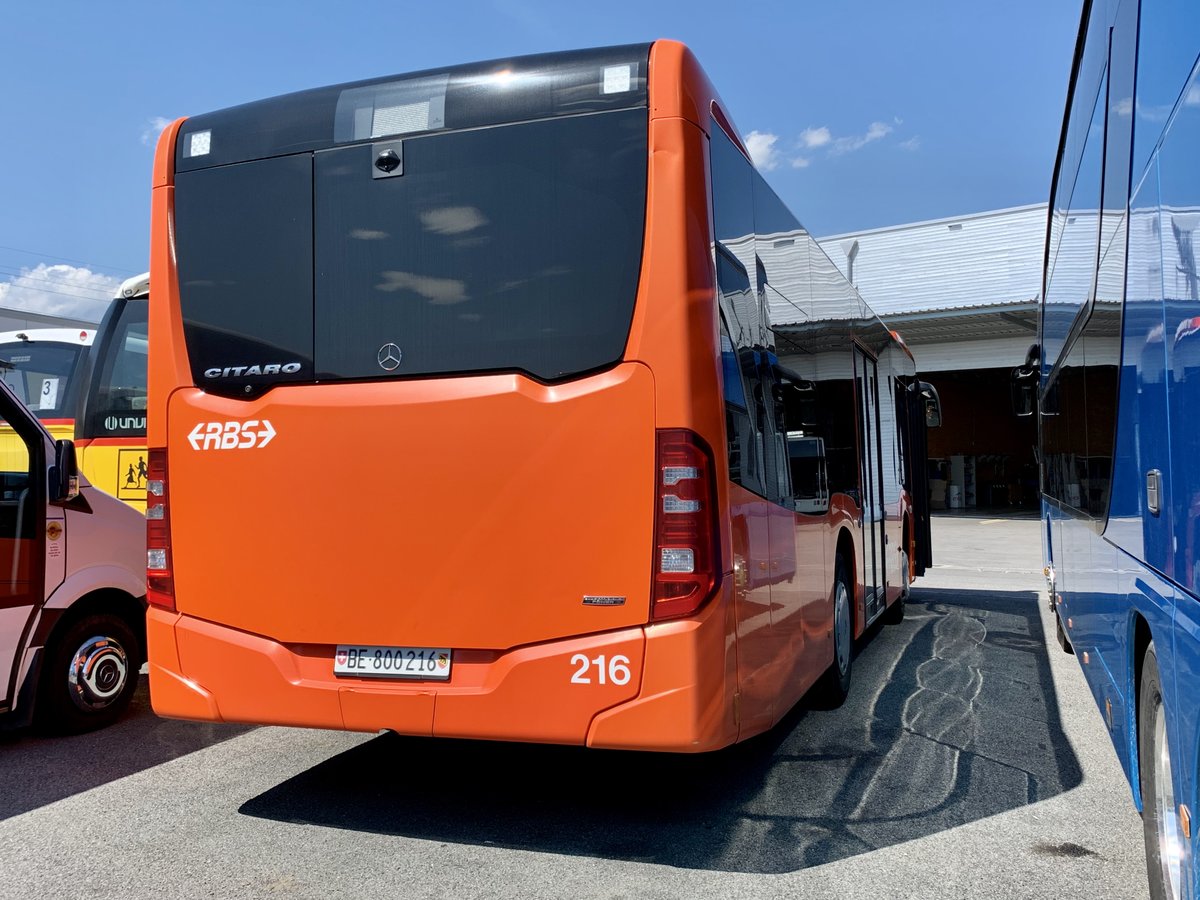 Heckansicht des MB C2 K 216 der RBS am 13.7.20 bei Interbus in Kerzers.