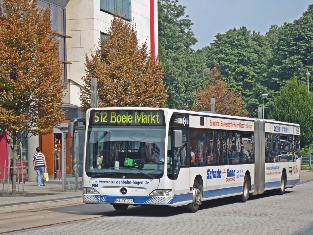 Hier ebenfalls zu sehen ein Citaro G der Hagener Straenbahn AG auf der Linie 512 in die Stadtmitte von Hagen einfahren. Es handelt sich um den Wagen: HA- DF986