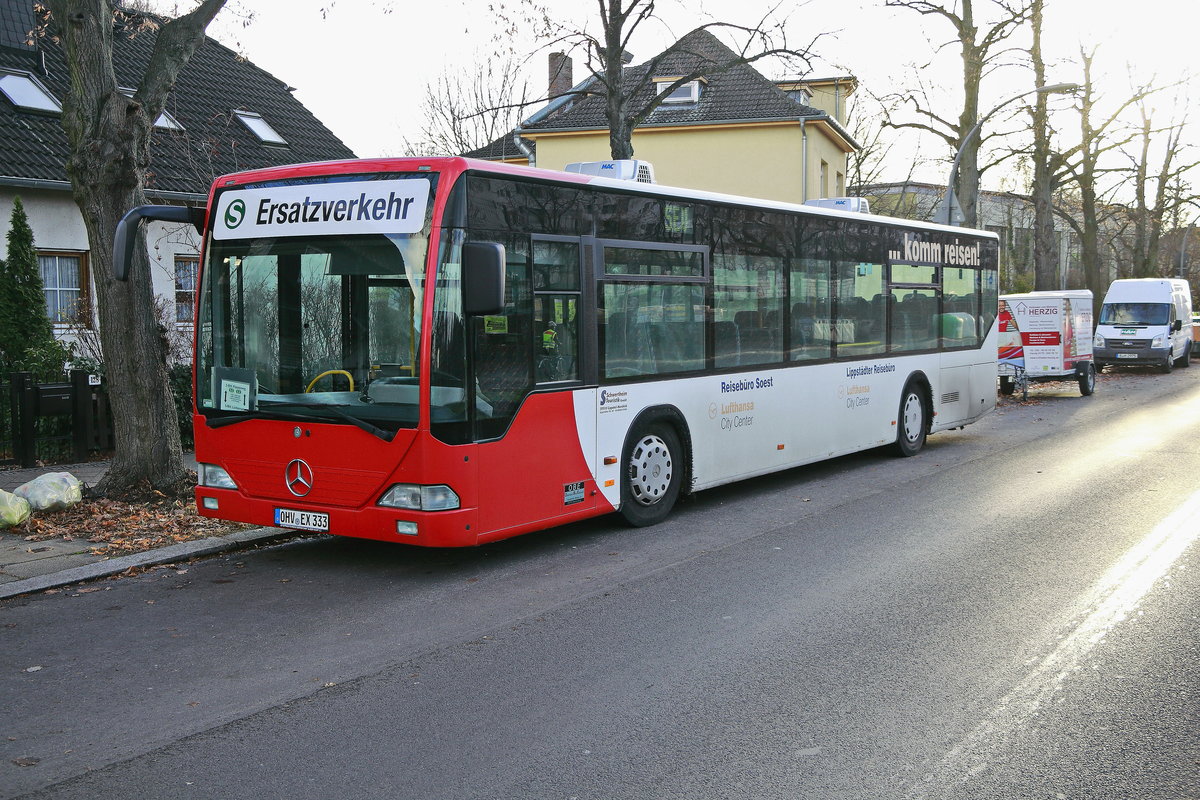 Hier ein Mercedes-Benz O 530 I Citaro von OBE (Oberhavel Bus Express) in Berlin Rudow am 04. Dezember 2018.