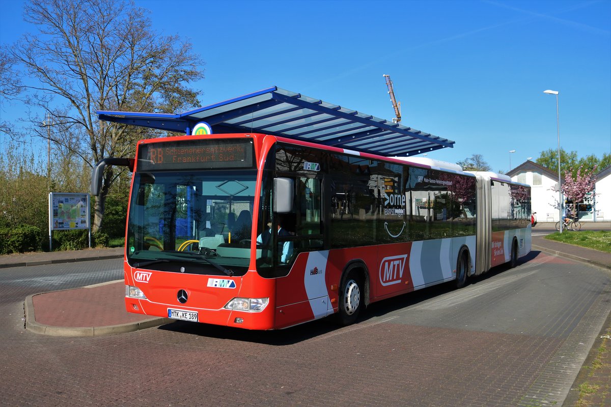 HLB Bus Mercedes Benz Citaro 1 Facelift G als SEV für die RB58 in Maintal Ost am 11.04.20