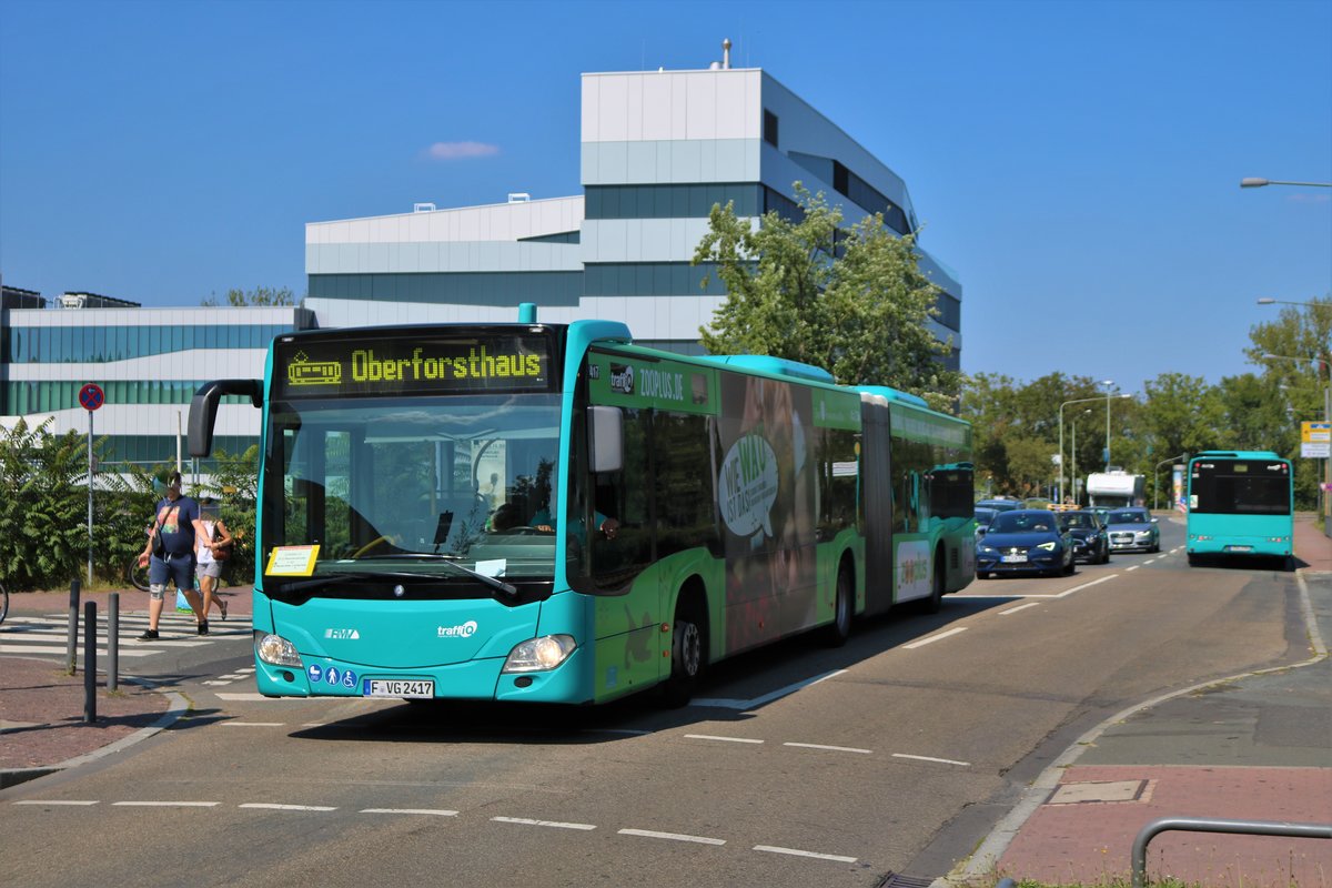 ICB Mercedes Benz Citaro 2 G Wagen 417 am 31.08.19 in Frankfurt Blustspendedienst