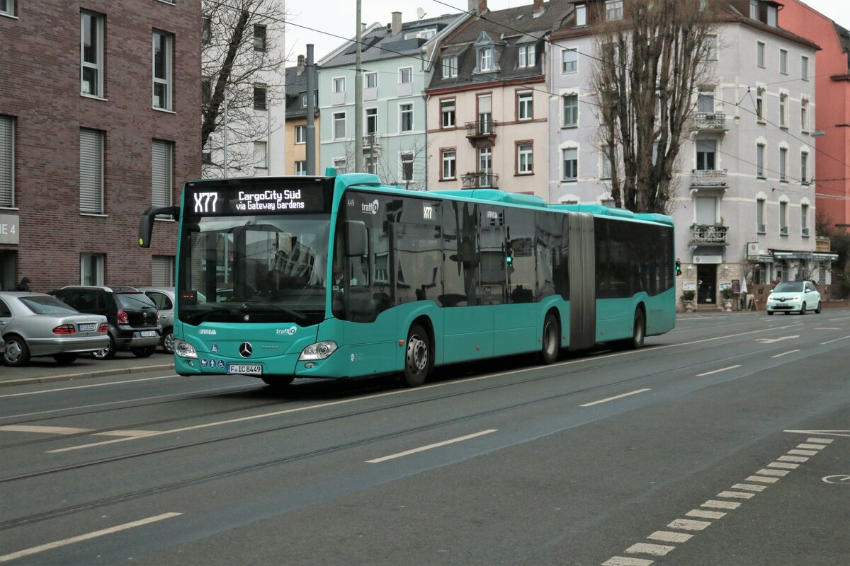 ICB Mercedes Benz Citaro 2 G Wagen 449 am 25.02.23 in Frankfurt am Main
