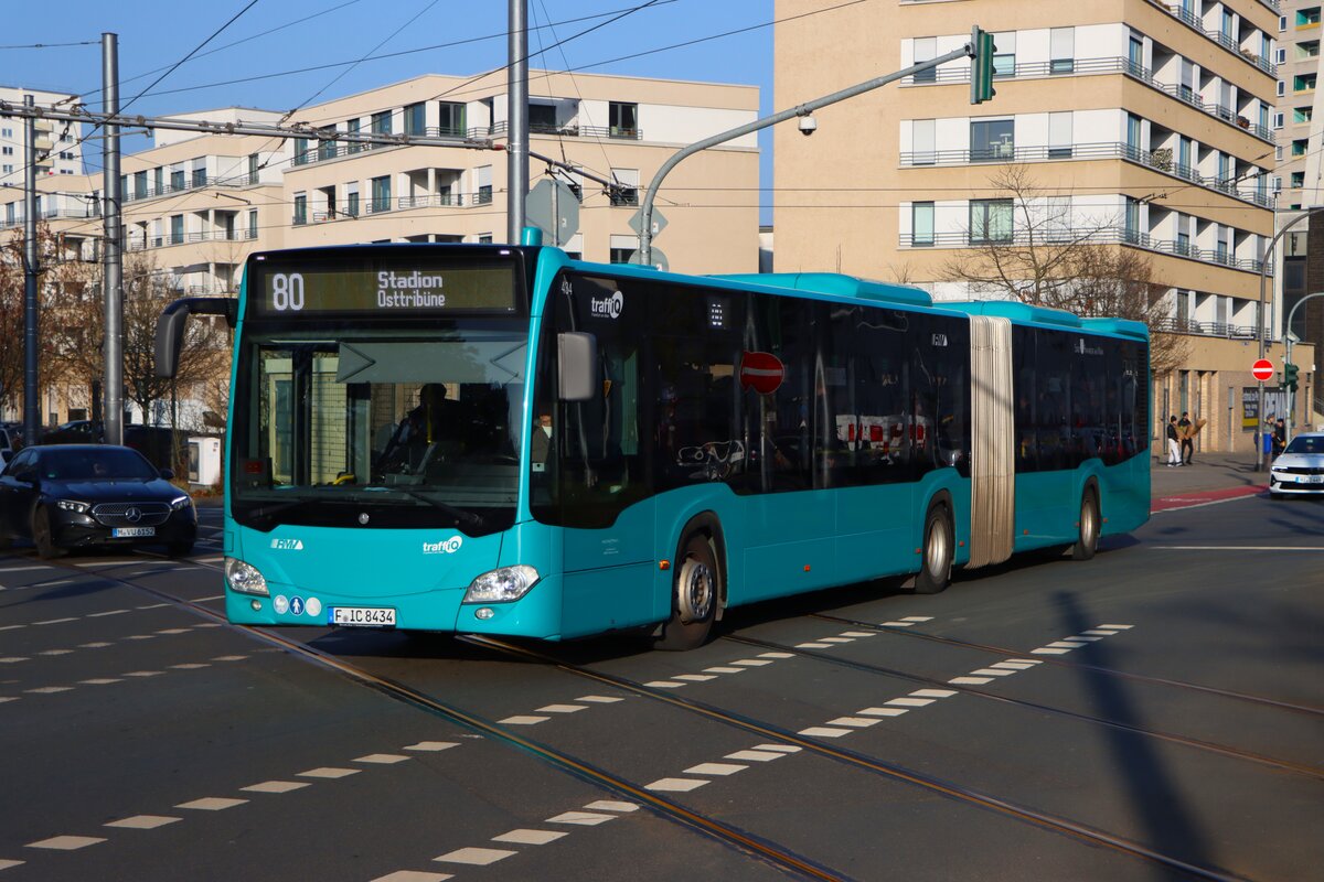 ICB Mercedes Benz Citaro 2 G Wagen 434 am 24.01.26 auf der Linie 80 in Frankfurt am Main
