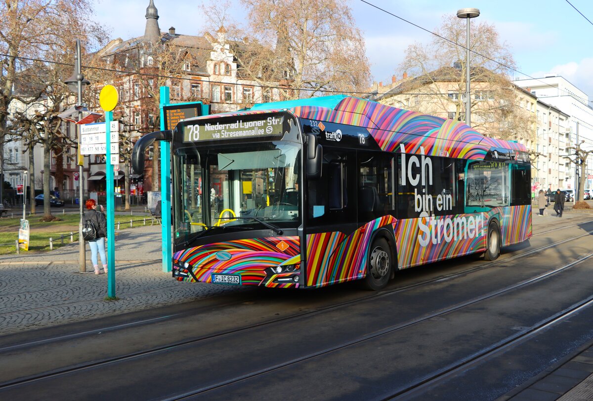 ICB Solaris Urbino Electric 12 Wagen 232 am 07.02.26 min Frankfurt am Main
