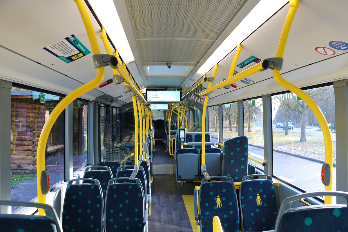 Inneneinrichtung von VGF/ICB Mercedes Benz Citaro 2 G Wagen 436 am 19.01.19 in Frankfurt am Main 