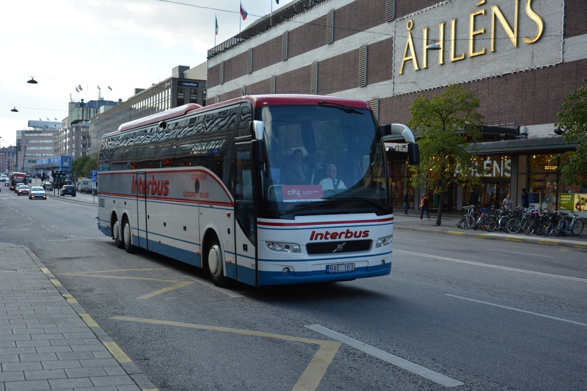 Interbus ist am 16.09.2014 unter anderem mit einem VOLVO 9700 mit dem Kennzeichen BAE 163 in Stockholm unterwegs.
